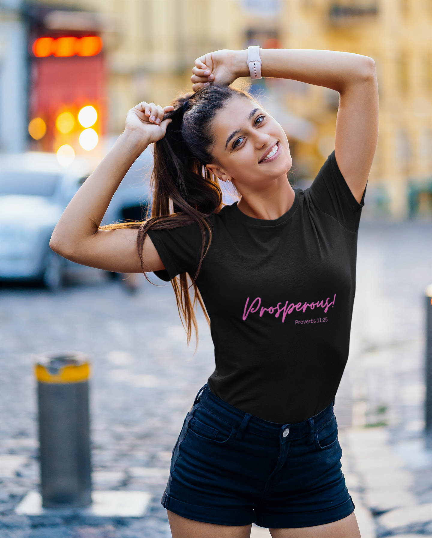 Prosperous Proverbs 11:25 T-Shirt, Black, girl