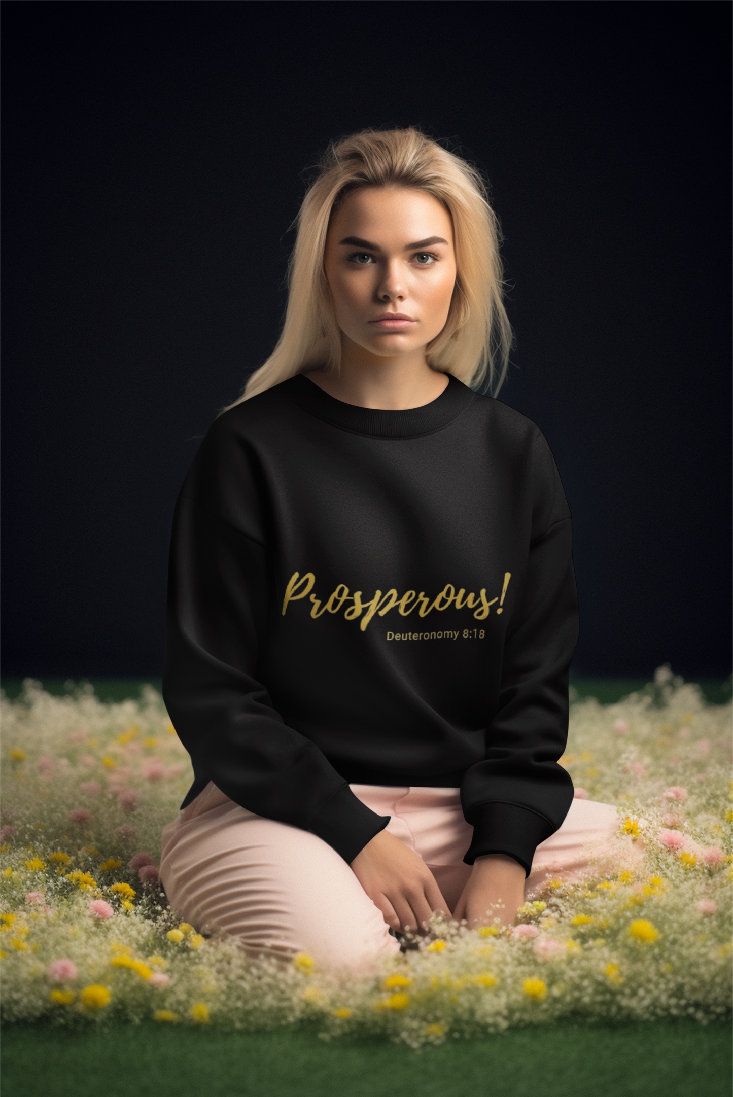 Prosperous Proverbs 11:25 Sweatshirt, Black, on girl