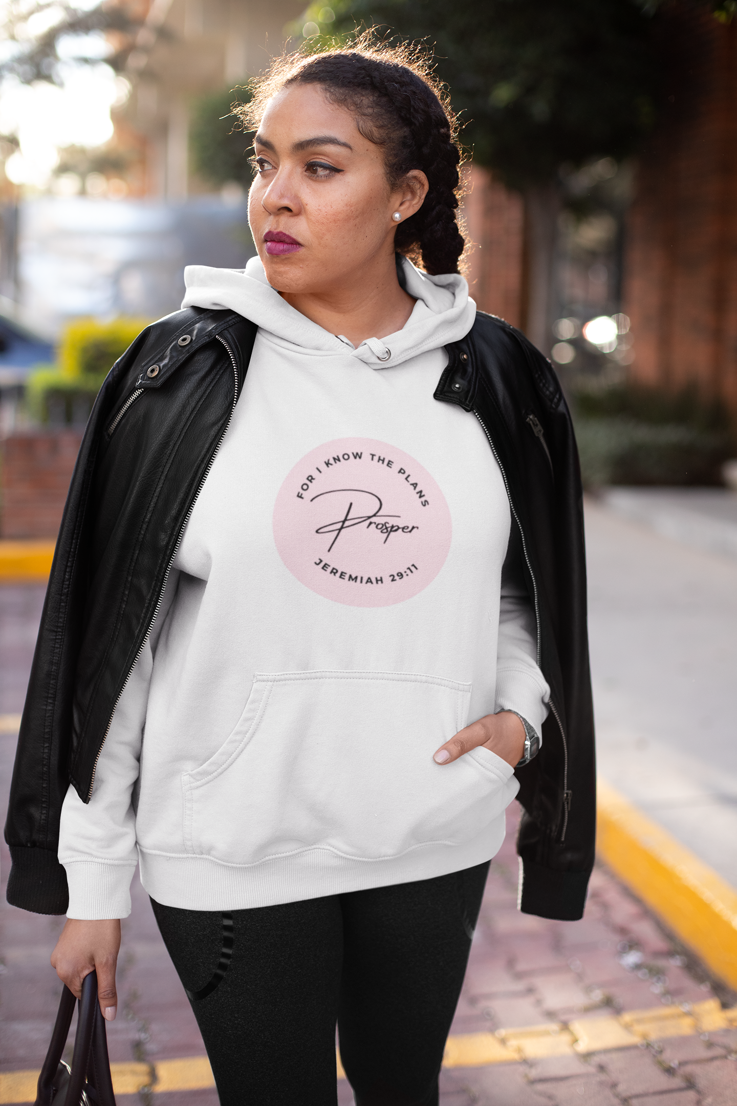 Prosper Jeremiah 29:11 Classic Hoodie Sweatshirt, White